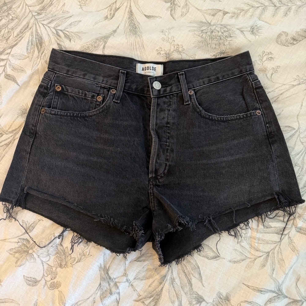Agolde Black Parker Denim Shorts 25